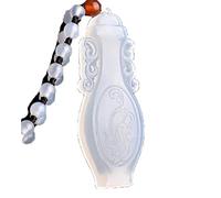 BgnEhRfL Ciondolo in giada con vaso di calcedonio bianco tipo ghiaccio, agata,collana con catena for maglione, giada da indossare