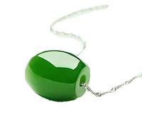 BgnEhRfL Collana con ciondolo in perle di giada color smeraldo, collana con ciondolo in perle di giada color smeraldo