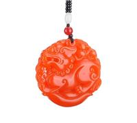 BgnEhRfL Collana di giada rossa naturale, giada dorata portafortuna