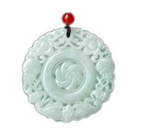 BgnEhRfL Collana di giada verde con ciondolo a forma di fiore di giada e giadeite