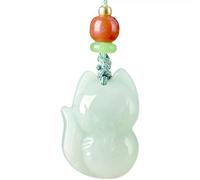 BgnEhRfL Con ciondolo in giada verde naturale Feng Shui loto, volpe a nove code
