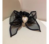 BgnEhRfL Fascette per capelli, scrunchies, Ornamenti for capelli Temperamento Amore Perla Fibbia Borsa Bordo Maglia Garza Capelli Coda di cavallo bassa(Black)
