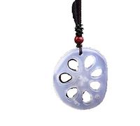 BgnEhRfL giada, collana con ciondolo, Ciondolo in calcedonio bianco con ciondolo a forma di loto, collana di giada, ciondolo ornamentale