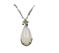 BgnEhRfL giada, collana con ciondolo, Collana con ciondolo in giada bianca di Hetian, regalo