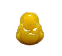 BgnEhRfL giada, collana con ciondolo, Collana con ciondolo in giada gialla naturale Feng Shui, Buddha sorridente, moda di buon auspicio