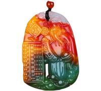 BgnEhRfL giada, collana con ciondolo, Collana di giada colorata Feng Shui naturale, ricchezza invitante colorata, Dio della ricchezza Ruyi, abaco