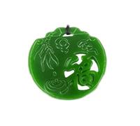 BgnEhRfL giada, collana con ciondolo, Collana di giada verde scuro naturale Feng Shui con diaspro scavato, portafortuna, moda e buon auspicio