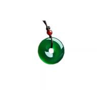 BgnEhRfL giada, collana con ciondolo, Collana in giada verde naturale Feng Shui con fibbia della pace in calcedonio