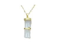 BgnEhRfL giada, collana con ciondolo, Elegante collana con ciondolo in giada Hetian naturale alla moda