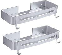 BgnEhRfL Portaoggetti per la doccia, Mensola angolare for doccia, porta shampoo for bagno, portaoggetti da cucina, nero, singolo strato(Silver,2 layer)