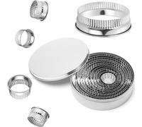 BGOBTY Coppapasta Rotondo,12 Pezzi Formine per Biscotti in Acciaio Inossidabile,Mini Coppapasta Tondo,Stampo per Biscotti Fondente con Scatola per Pasticceria Ciambelle Fudge Mousse Torta (Onda)