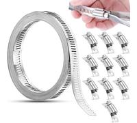 BGOBTY Fascette Stringitubo Regolabile,3.5m Fascette Metalliche Stringitubo,con 10 pezzi di fissaggio,Fascette Metalliche Stringitubo Regolabile,per tubi dell'acqua,serbatoi dell'acqua,tubi dell'auto