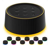 BGOVERSS Macchina del suono con 30 suoni lenitivi, 16 colori, luce notturna bianca, macchina del rumore per adulti, bambini, funzione 36 livelli di volume, 5 timer, per casa, ufficio, viaggi (nero, /)