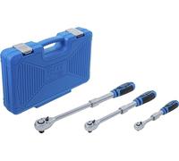 BGS 25123 | Set di cricchetti reversibili | allungabile | uscita quadrato esterno 6,3 mm (1/4") - 10 mm - 12,5 mm (1/2") | 3 pezzi.