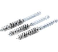 BGS technic Spazzola in acciaio 3078-10-S – 10 mm, attacco esagonale 6,3 mm (1/4") – 3 pezzi