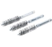 BGS technic 3078-12-S - Spazzola in acciaio, 3 pezzi 12 mm con attacco esagonale 6,3 mm (1/4")