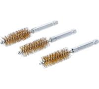 BGS technic 3078-15-M - Spazzola in ottone, 3 pezzi Esagono da 15 mm con attacco esagonale da 6,3 mm (1/4")