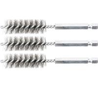 BGS technic 3078-15-S - Spazzola in acciaio, 3 pezzi Esagono da 15 mm con attacco esagonale da 6,3 mm (1/4")