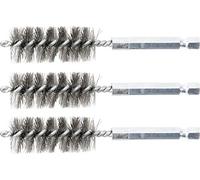 BGS technic 3078-18-S - Spazzola in acciaio, 3 pezzi 18 mm con attacco esagonale 6,3 mm (1/4")