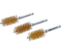 BGS 3078-19-M | Spazzola in ottone | 3 pezzi | 19 mm | Attacco esagono esterno 6,3 mm (1/4") | Spazzole con fori | per BGS 3078