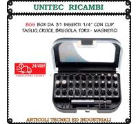 BGS 31 INSERTI MAGNETICI 1/4" TAGLIO CROCE BRUGOLA TORX BOX CON CLIP