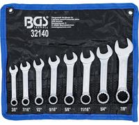 BGS technic Juego de llaves combinadas | extra cortas | pulgadas | 3/8" - 7/8" | 8 piezas