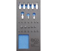 BGS 4097 | Modulo per carrelli portautensili 1/3: assortimento inserti e bussole | 27 pz.