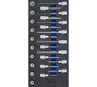 Bandeja para carro 1/3: Juego de puntas de vaso | entrada 12,5 mm (1/2") | perfil en T (para Torx) | 26 piezas