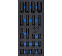 Bandeja para carro 1/3: Llaves de vaso de impacto hexagonal | 12,5 mm (1/2") | 10-24 mm | 20 piezas