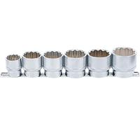 BGS Set di inserti per chiavi a bussola poligonale, azionamento quadro interno 12,5mm (1/2"), apertura 24 - 38mm, 6pz. Quantità:1