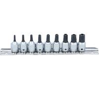 BGS 71020, set di inserti per punte, azionamento quadrato interno 6,3 mm (1/4"), profilo TS (per Torx Plus) con foro, 9 pezzi.