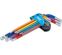 BGS 74452 | Serie di chiavi ad angolo | multicolore | esagono interno, esagono interno con testa sferica 1,5-10 mm | 9 pz.