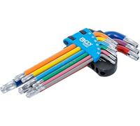 BGS 74464 | Serie di chiavi ad angolo | multicolore | profilo a T (per Torx) con foro e testa sferica T10 - T50 | 9 pz.