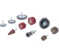 BGS 74499 | Set di spazzole e mole abrasive lamellari | 10 pz.