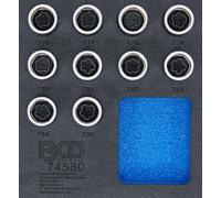 BGS 74580 | Modulo per carrelli portautensili 1/6: set di utensili per bulloni di sicurezza per Tesla | 10 pz.
