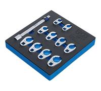 Bandeja para carro 1/6: Juego de llaves de boca hexagonal abierta (crowfoot) | 10 mm (3/8") | 10-19 mm | 11 piezas