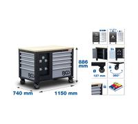 BGS Carrello da officina, 2 x 5 cassetti, 1 armadio, vuoto Quantità:1