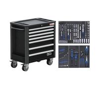 BGS Carrello da officina, 7 cassetti, altezza extra bassa, con 209 utensili Quantità:1