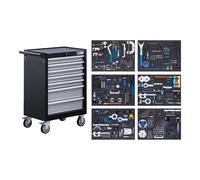 BGS Carrello da officina, 7 cassetti, set attrezzi regolazione motore, 223 pezzi Quantità:1