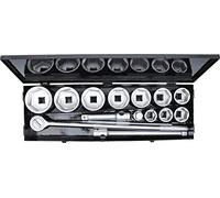 Kraftmann 15111 - Set di chiavi a bussola, attacco 25 mm (1"), SW 36-80 mm, 15 pezzi