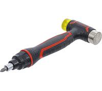 BGS Diy 20800 | Martello con teste intercambiabili | con impugnatura girevole portainserti a cricchetto, reversibile | 3-in-1