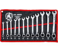 BGS Diy 30008 | Set di chiavi combinate a cricchetto | commutabili | SW 8-19 mm | 12 pezzi