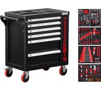 BGS Diy 6055 | Carrello da officina | 6 cassetti | 1 porta laterale | con 158 attrezzi
