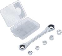 BGS Diy 71016 | Chiave ad anello a cricchetto con set adattatore, SW 8 - 19 mm | 6 pezzi