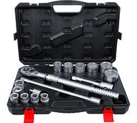 BGS Diy 71024 - Set di chiavi a bussola, con cricchetto reversibile, estensibile, 20 mm (3/4"), SW 19-50 mm, 16 pezzi