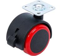 BGS Diy 80338 | Ruota c/supporto piroettante e freno | rosso/nero | 50 mm