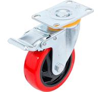 BGS Diy 80664 | Ruota piroettante con freno | rosso/nero | Ø 100 mm