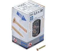BGS Diy 88041 | Viti multiuso | PZ2 | 3,5 x 30 mm | 200 pezzi | 200 pezzi, zincati, galvanizzati, filettatura completa, testa svasata, per legno, plastica e calcestruzzo, con tasselli