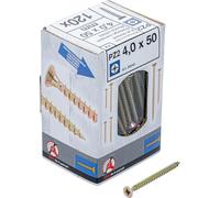 BGS Diy 88045 | Viti multiuso | PZ2 | 4,0 x 50 mm | 120 pezzi | 120 pezzi, filettatura completa, testa svasata, zincati, galvanizzati, per legno, plastica o cemento con tasselli adatti