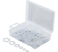 Assortimento di rondelle BGS, Ø 4 - 12 mm (interno), 130 pezzi (rondelle, rondelle a U, rondelle strette, superficie zincata